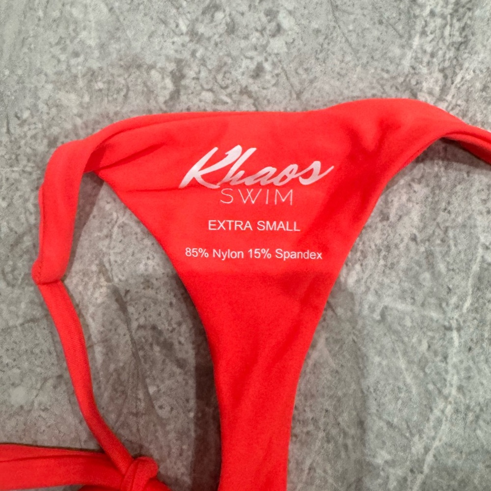 Tie-Side Triangle Bikini in Coral - Picture 6 of 6